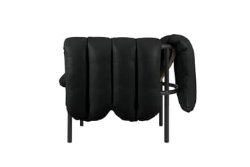 Puffy loungelenestol - Black leather-black grey - Hem