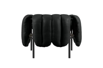 Puffy loungelenestol - Black leather-black grey - Hem