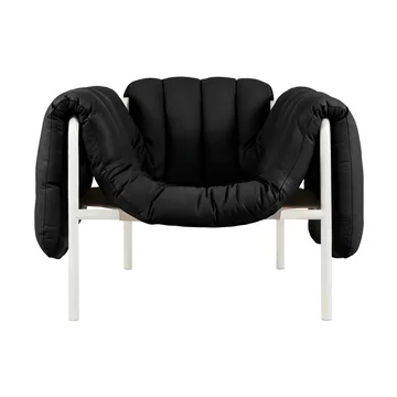 Puffy loungelenestol - Black leather-cream - Hem