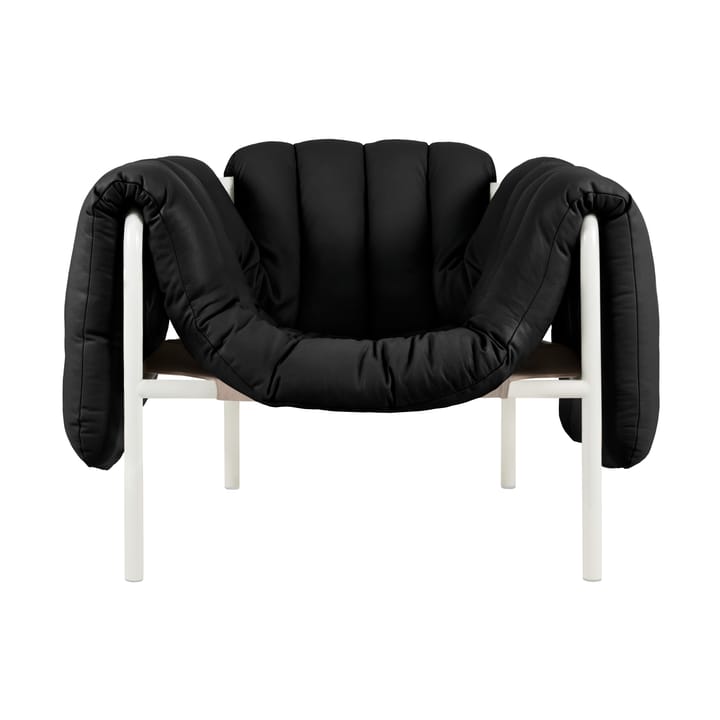 Puffy loungelenestol - Black leather-cream - Hem