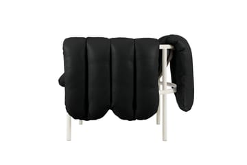 Puffy loungelenestol - Black leather-cream - Hem