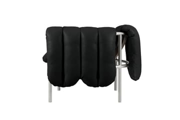 Puffy loungelenestol - Black leather-rustfritt stål - Hem