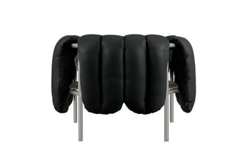 Puffy loungelenestol - Black leather-rustfritt stål - Hem
