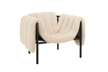 Puffy loungelenestol - Eggshell-black grey - Hem