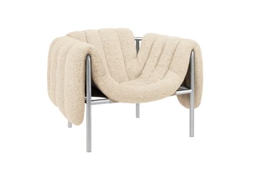 Puffy loungelenestol - Eggshell-rustfritt stål - Hem