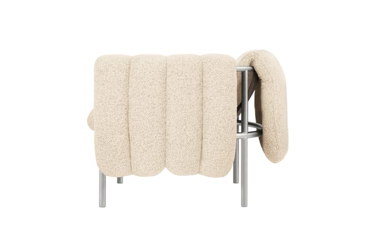 Puffy loungelenestol, Eggshell-rustfritt stål Hem