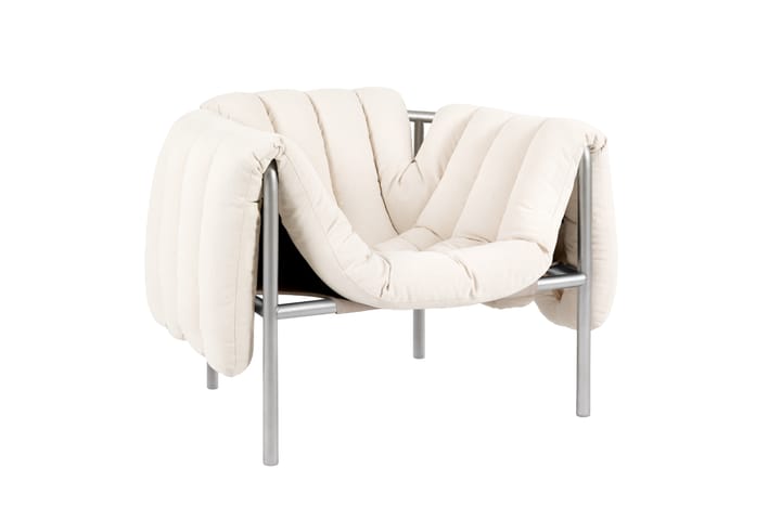 Puffy loungelenestol, Natural-rustfritt stål Hem