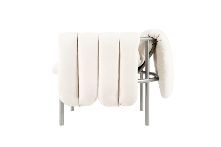 Puffy loungelenestol, Natural-rustfritt stål Hem