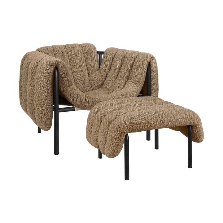 Puffy loungelenestol + ottoman - Sawdust-black grey - Hem