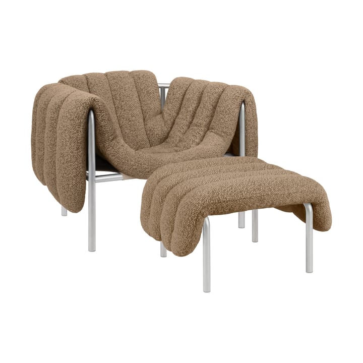 Puffy loungelenestol + ottoman - Sawdust-rustfritt stål - Hem