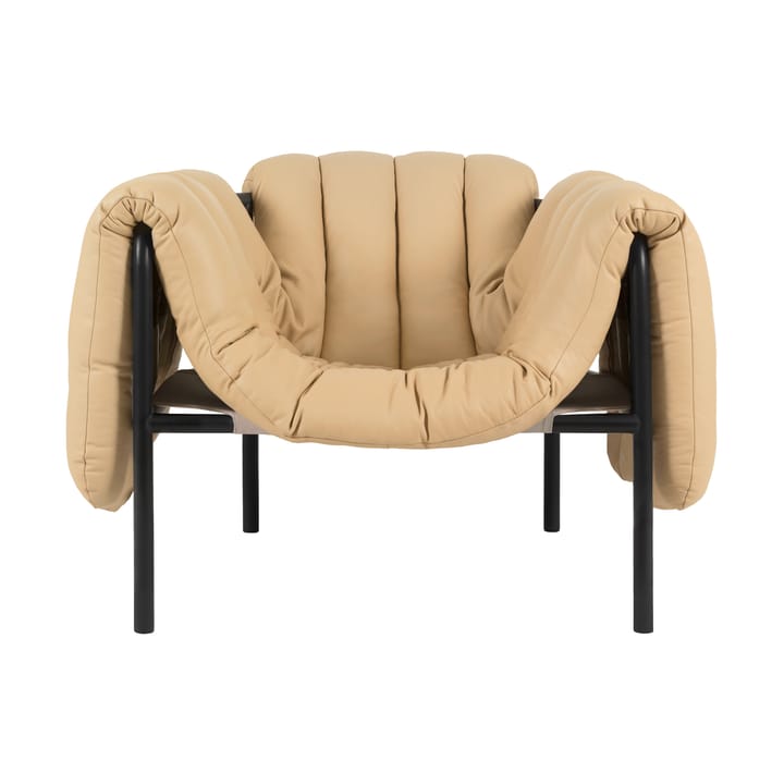 Puffy loungelenestol - Sand leather-black grey - Hem