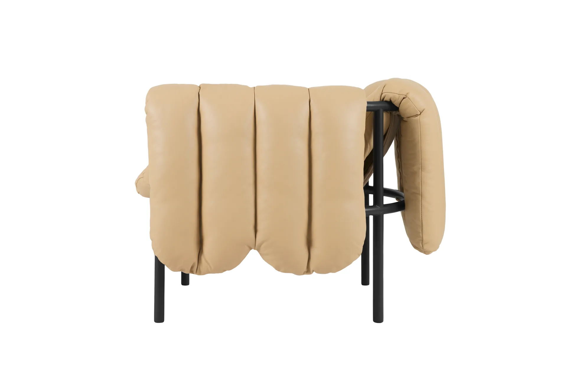 Puffy loungelenestol, Sand leather-black grey Hem
