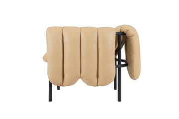 Puffy loungelenestol - Sand leather-black grey - Hem