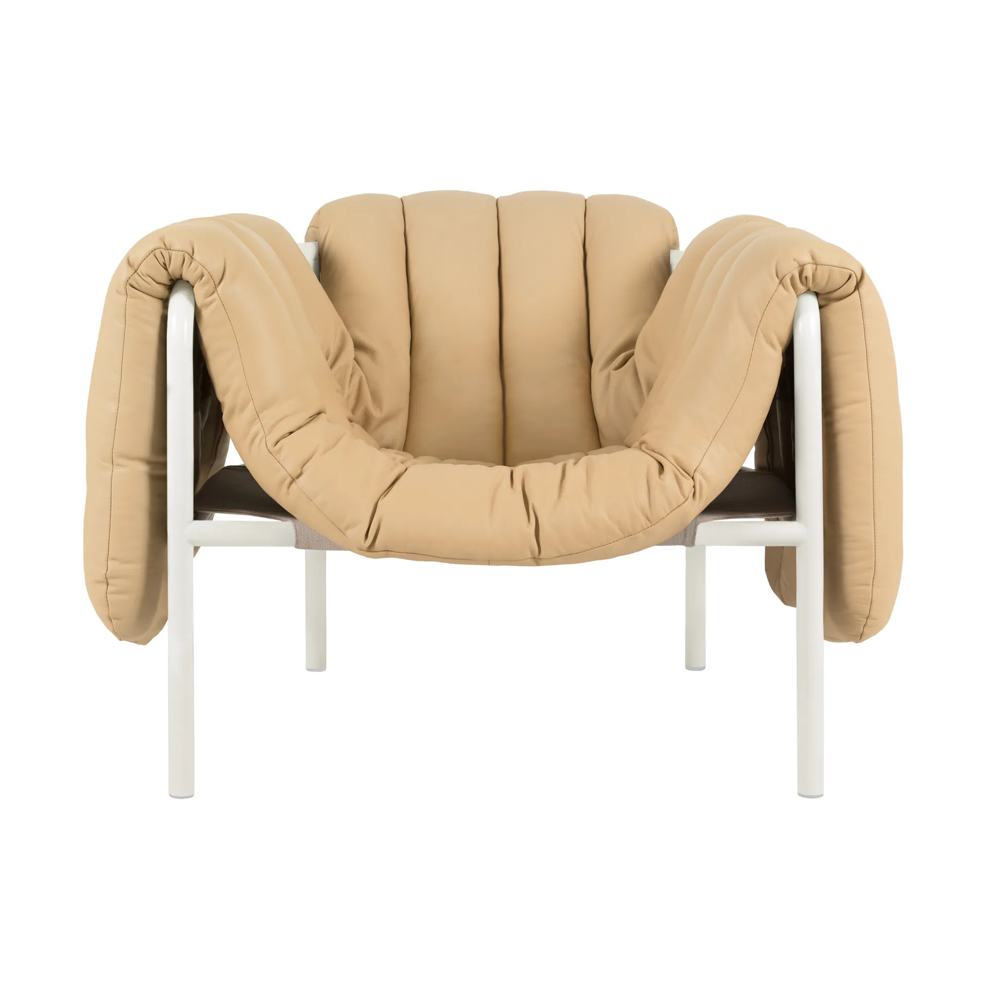 Puffy loungelenestol, Sand leather-cream Hem