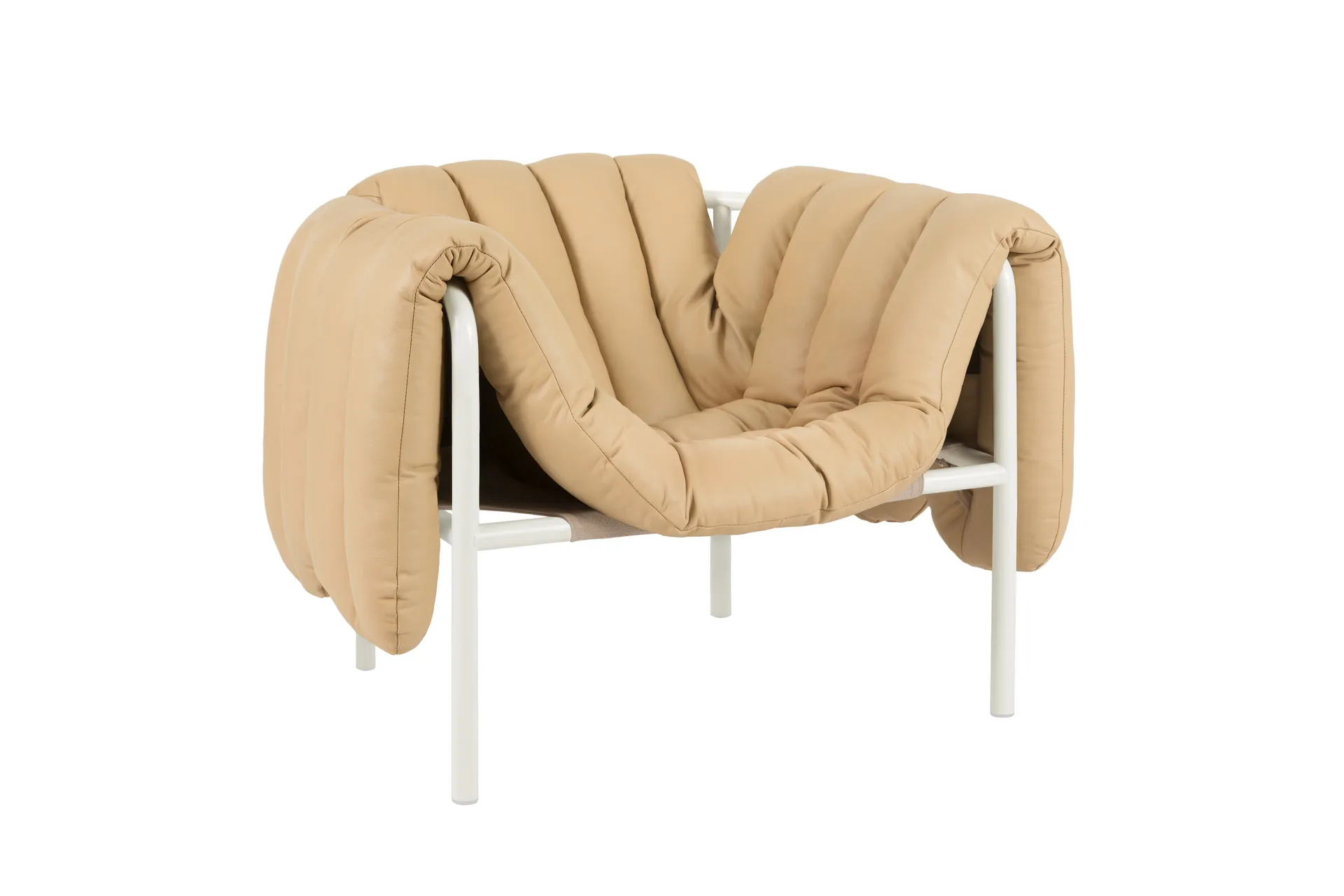Puffy loungelenestol, Sand leather-cream Hem
