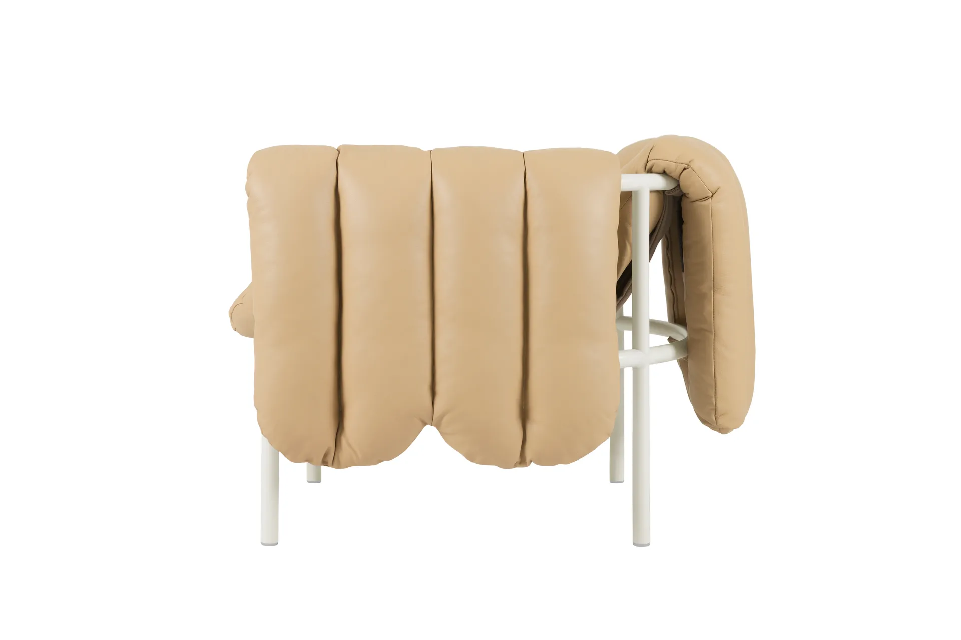 Puffy loungelenestol, Sand leather-cream Hem
