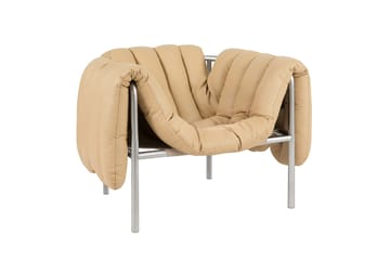 Puffy loungelenestol - Sand leather-rustfritt stål - Hem