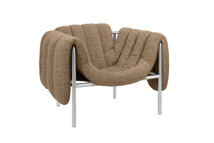 Puffy loungelenestol, Sawdust-rustfritt stål Hem