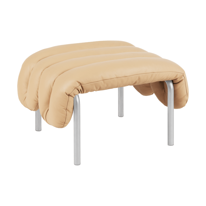 Puffy ottoman 58x67 cm - Sand leather-rustfritt stål - Hem