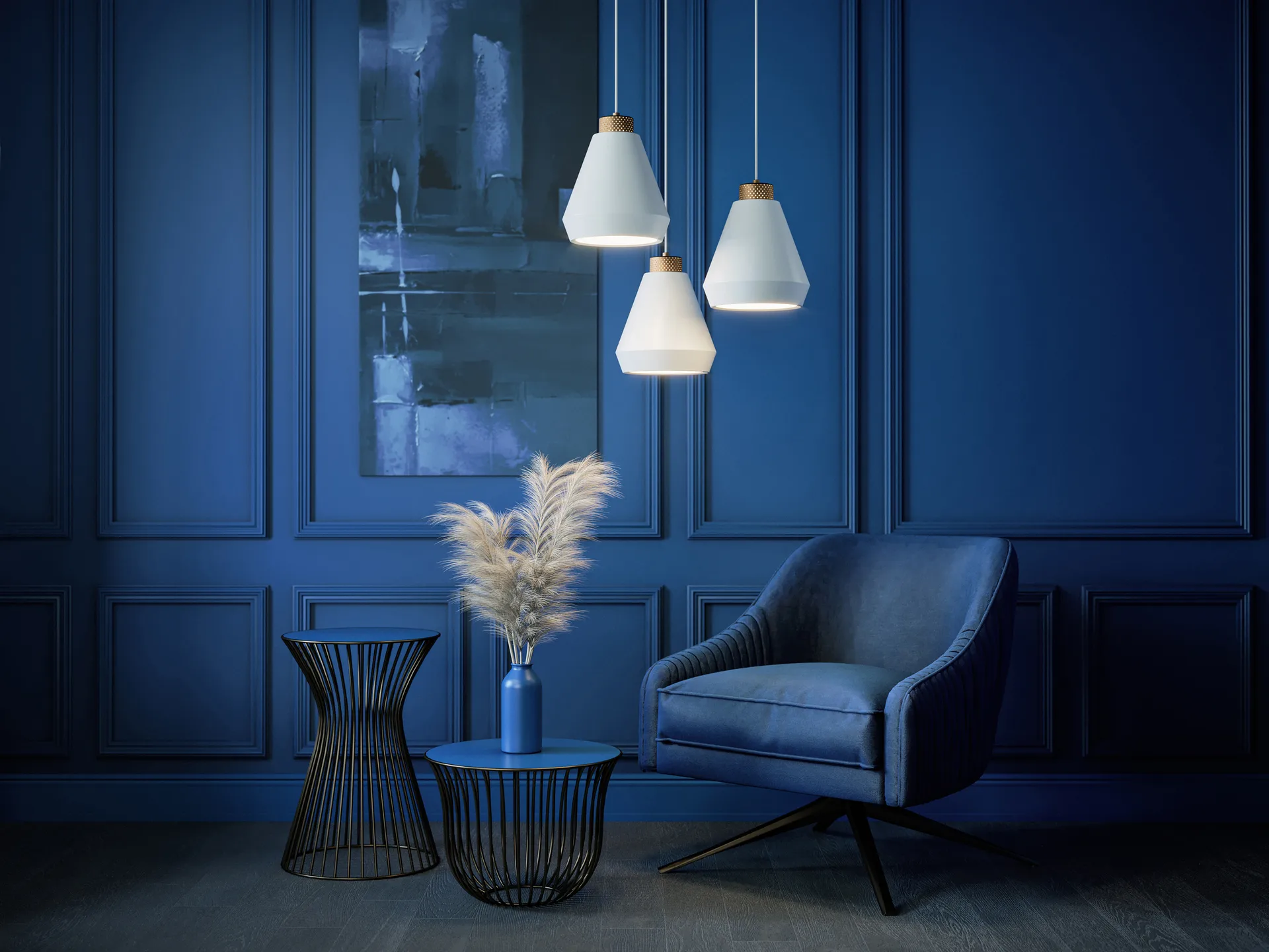 Edge pendel medium, Matt hvit-bronse Herstal