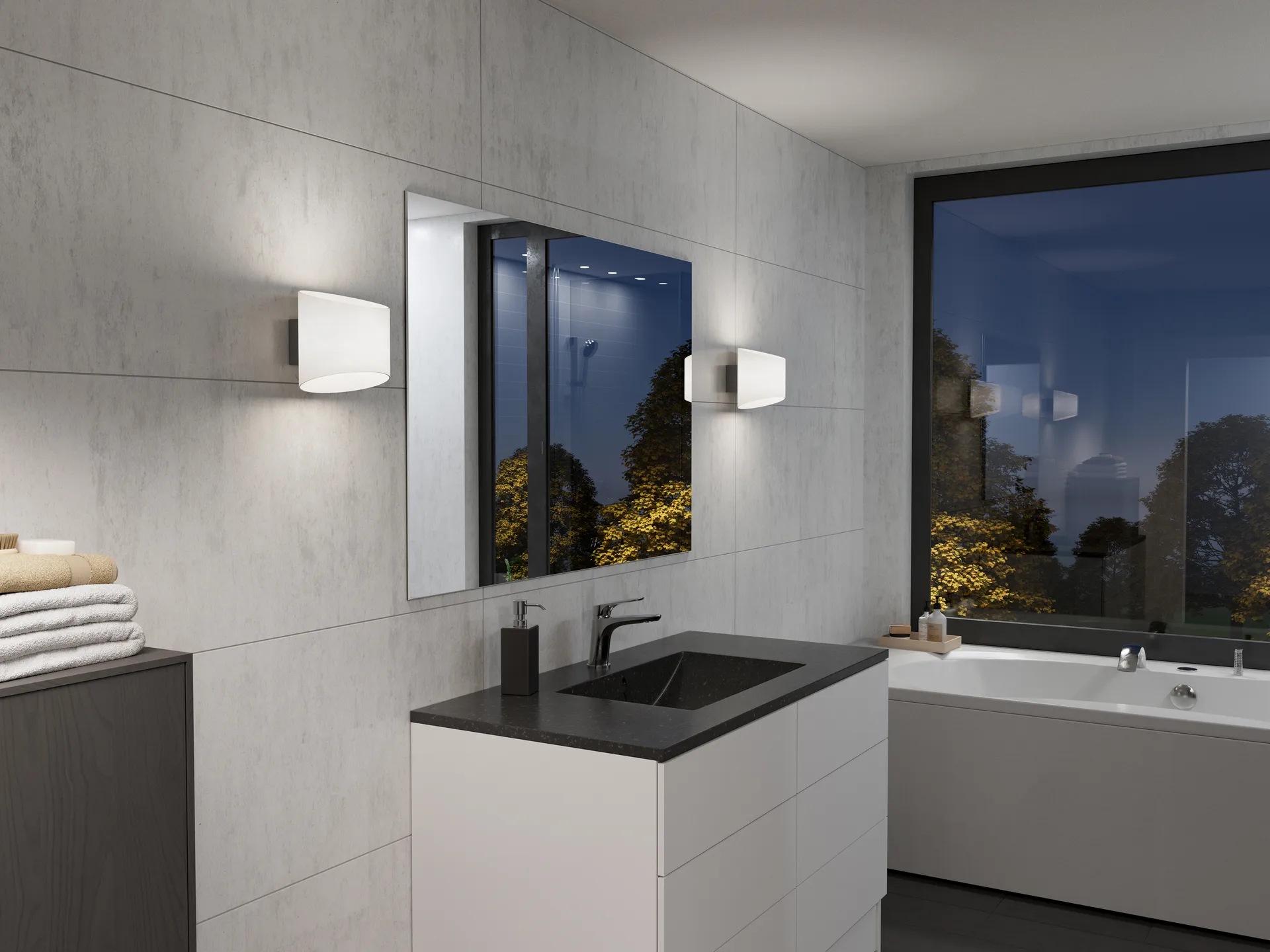 Evoke vegglampe oval, Antrasitt-opalglass Herstal