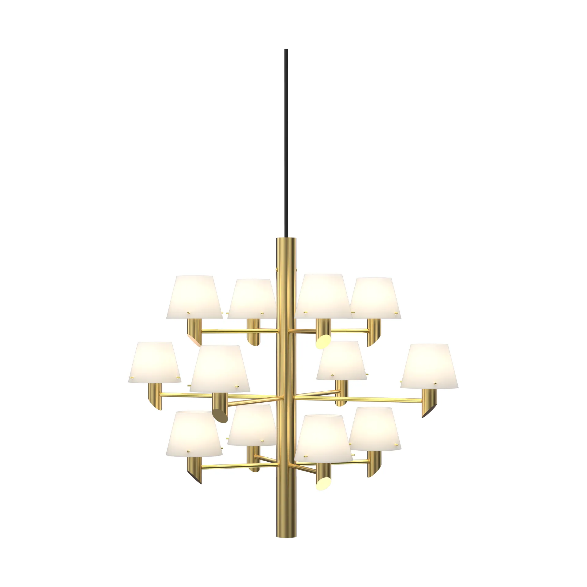 Gil krone 12 lysekrone, Satin brass-opal glass Herstal