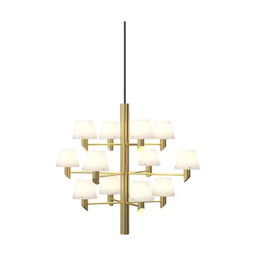 Gil krone 12 lysekrone - Satin brass-opal glass - Herstal