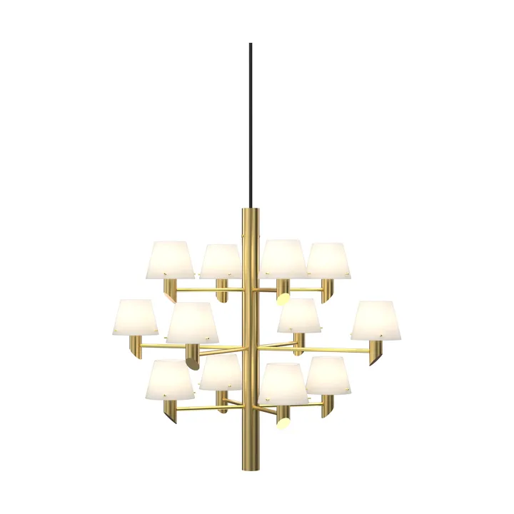 Gil krone 12 lysekrone - Satin brass-opal glass - Herstal