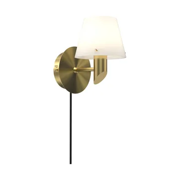 Gil vegglampe - Satin brass-opal glass - Herstal