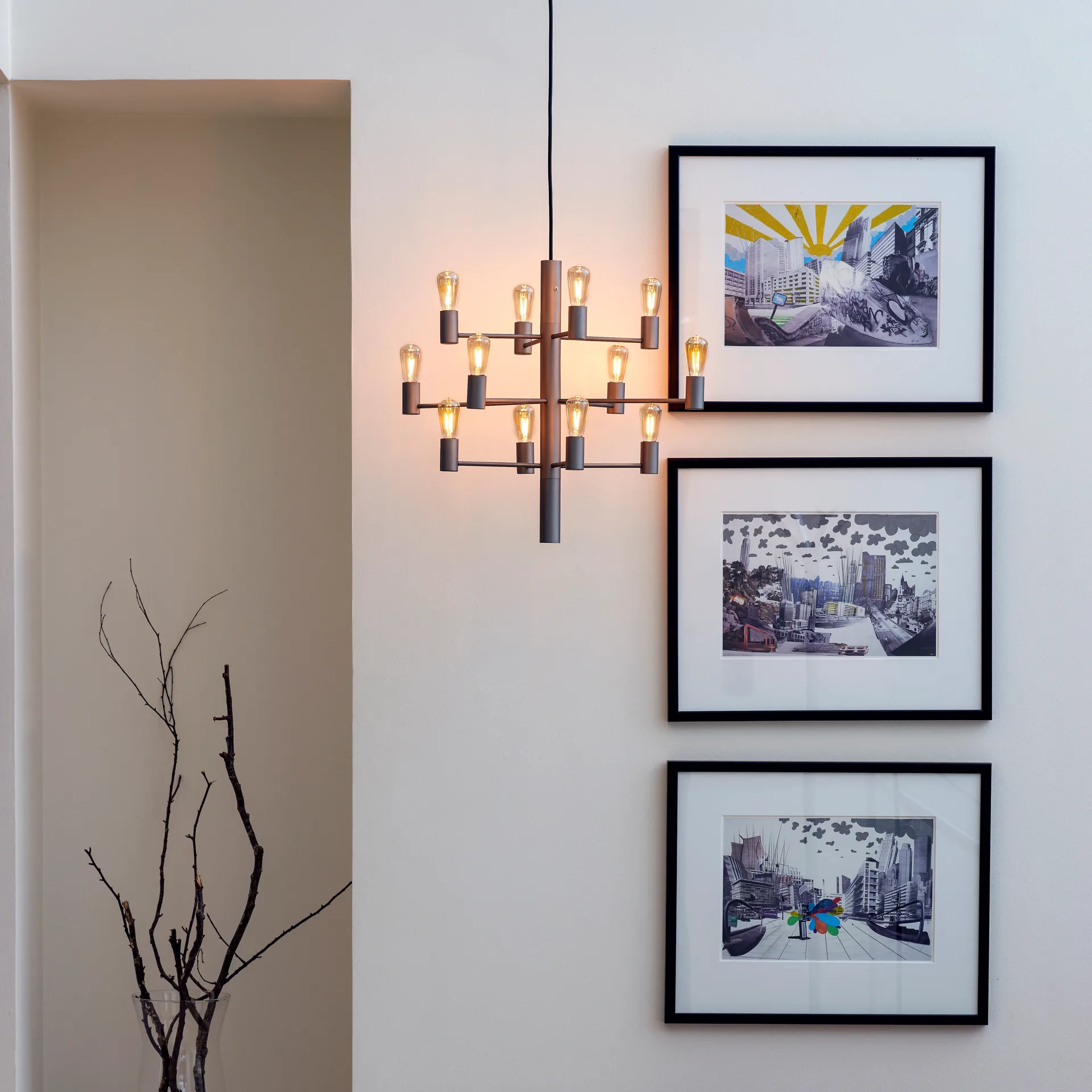 Manola 12 lysekrone, grafitt (grå) Herstal