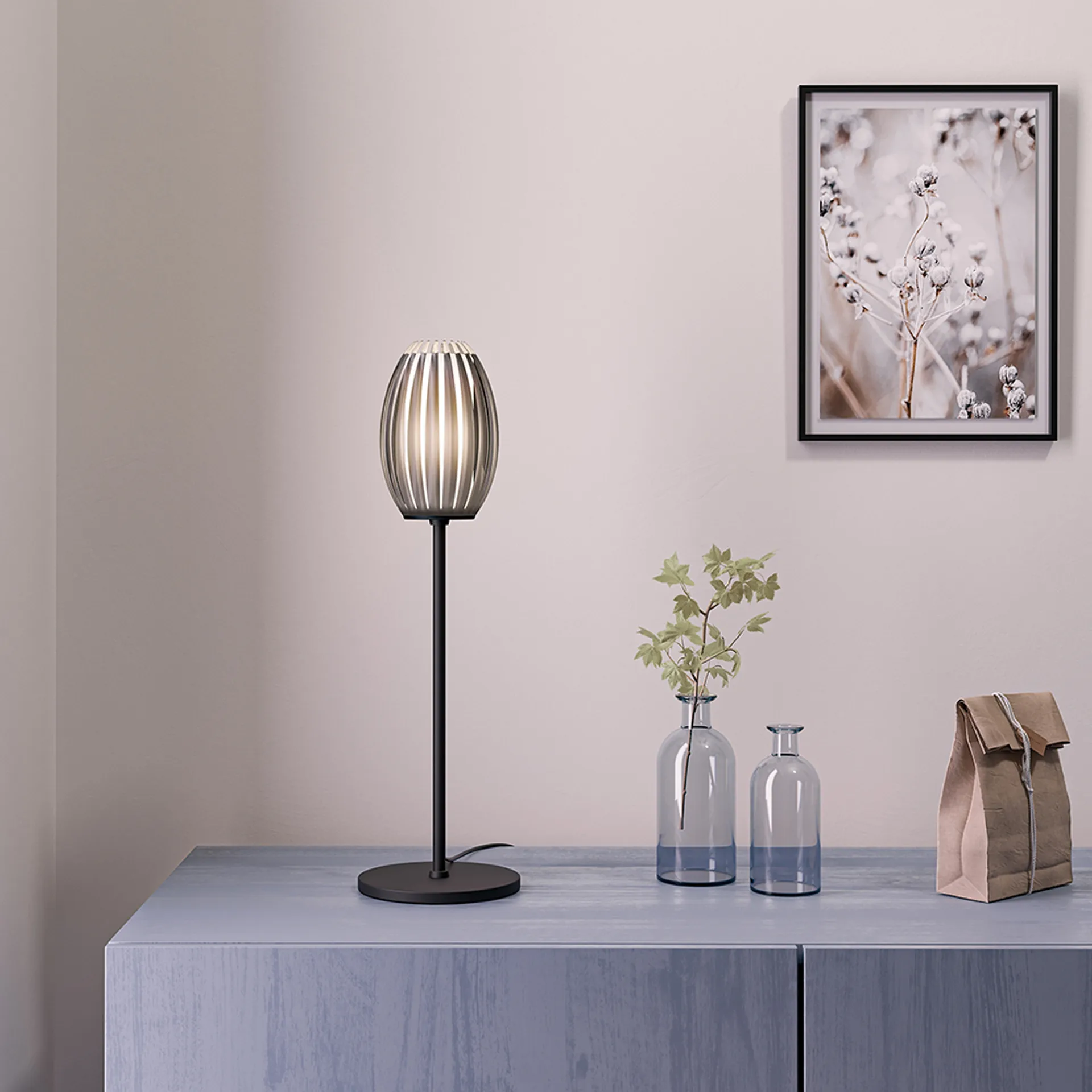 Tentacle bordlampe 50 cm, Svart-røkfarget Herstal