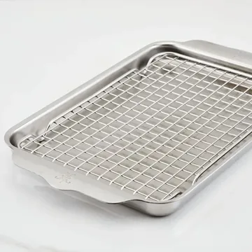 Hestan OvenBond kvadratpanne med stekerist - Rustfritt stål, 24x39 cm - Hestan