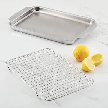 Hestan OvenBond kvadratpanne med stekerist - Rustfritt stål, 24x39 cm - Hestan