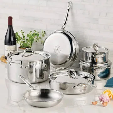 Hestan ProBond Luxe gryte- og stekepannesett - Rustfritt stål, 10 deler - Hestan
