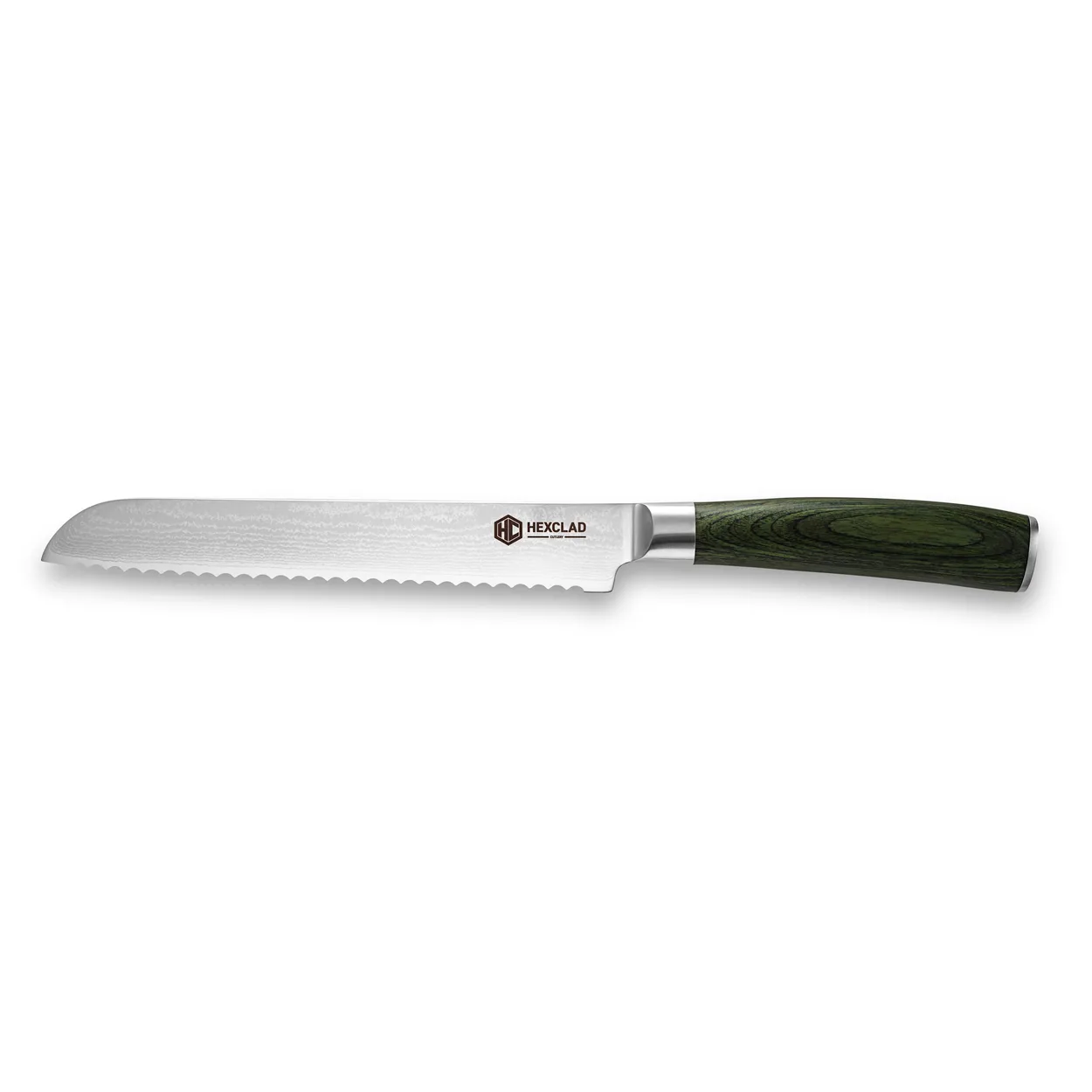 Hexclad Hexclad br&oslash;dkniv 67-lags Damaskus 20 cm Gr&oslash;nn
