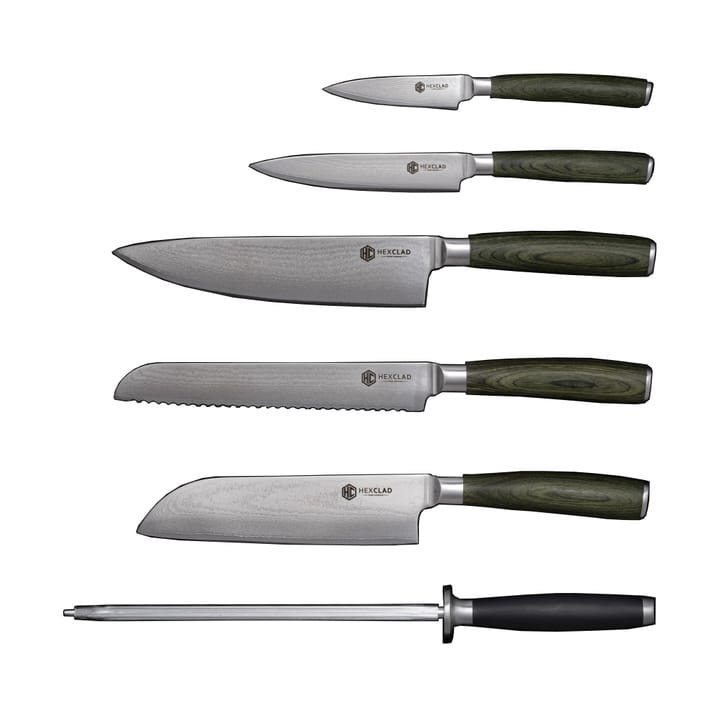 Hexclad knivsett 6 deler - Damaskus stål - Hexclad