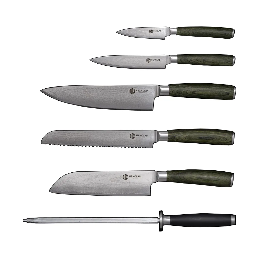 Hexclad Hexclad knivsett 6 deler Damaskus st&aring;l