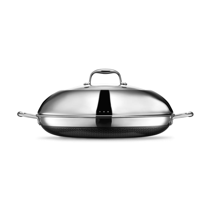 Hexclad stekepanne med lokk hybrid Ø36 cm, Rustfritt stål-sort Hexclad