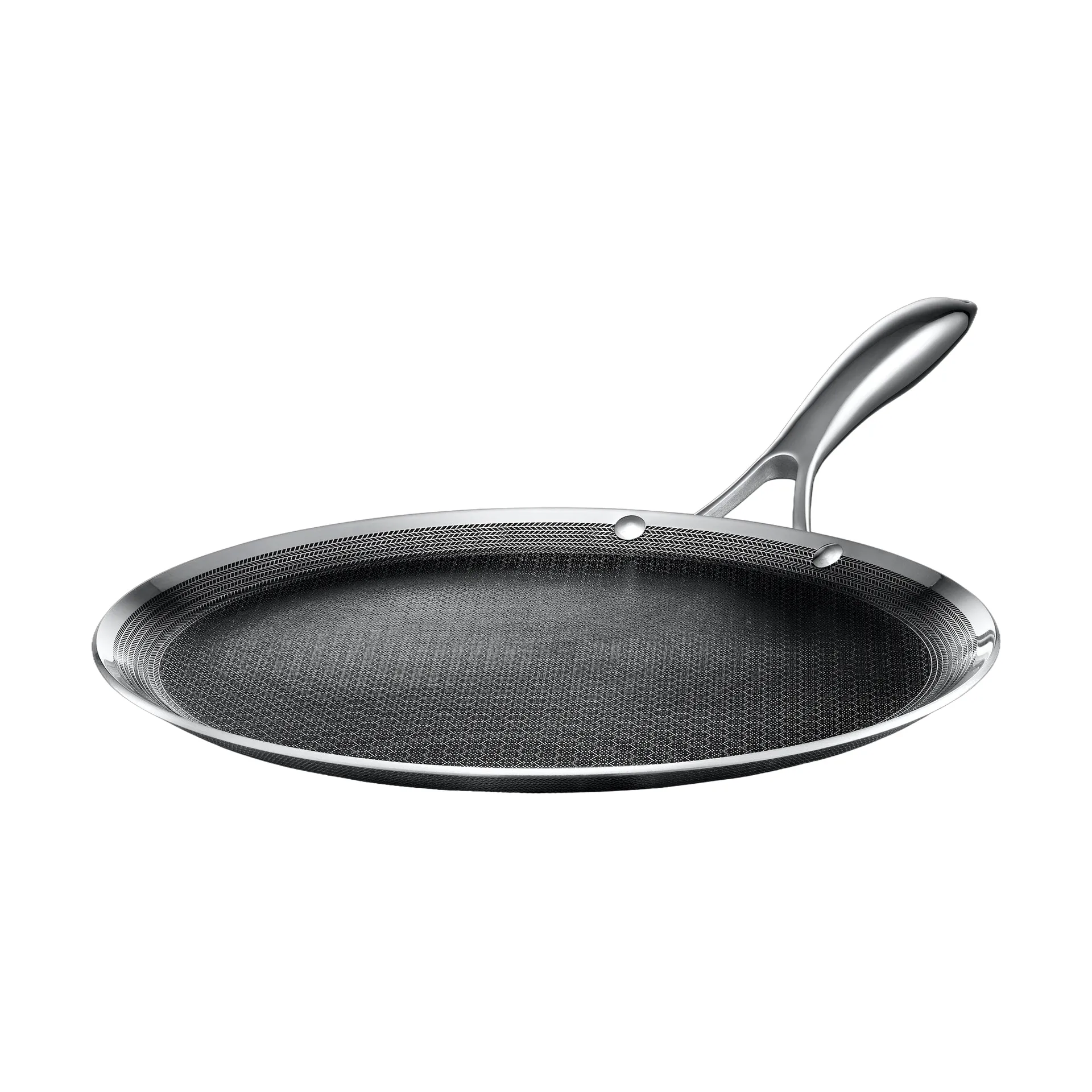 Hexclad stekeplate hybrid Ø30 cm, Rustfritt stål-sort Hexclad