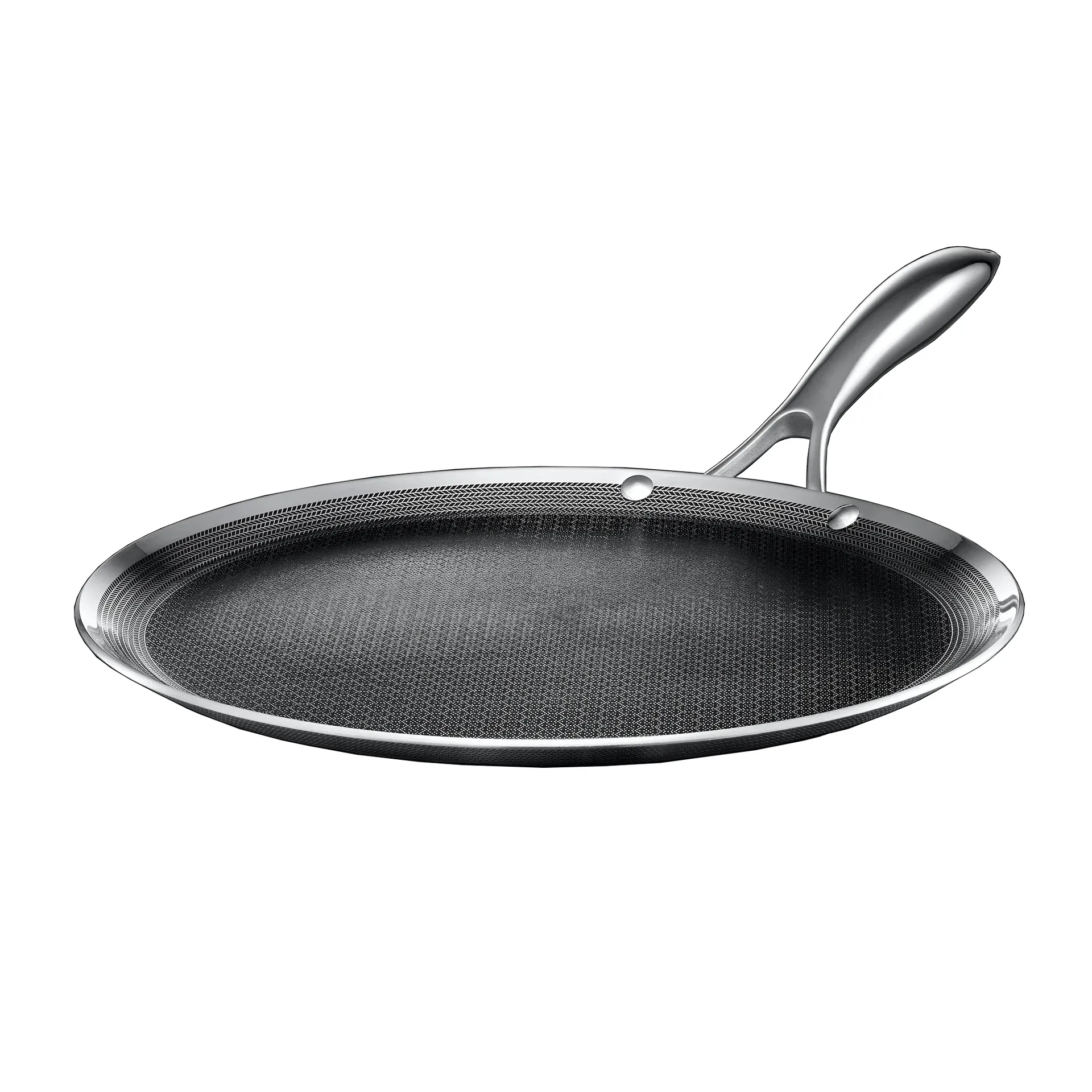 Hexclad stekeplate hybrid Ø30 cm, Rustfritt stål-sort Hexclad