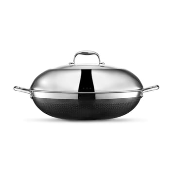 Hexclad wokpanne med lokk hybrid Ø36 cm - Rustfritt stål-sort - Hexclad