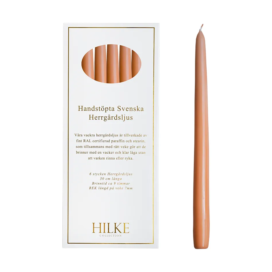 Herregårdslys 30 cm 6-pakning, Aprikos Hilke Collection
