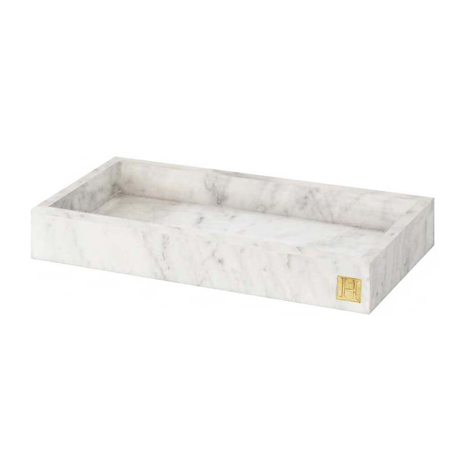 Hilke - Marmorbrett med kant 30x15 cm hvit