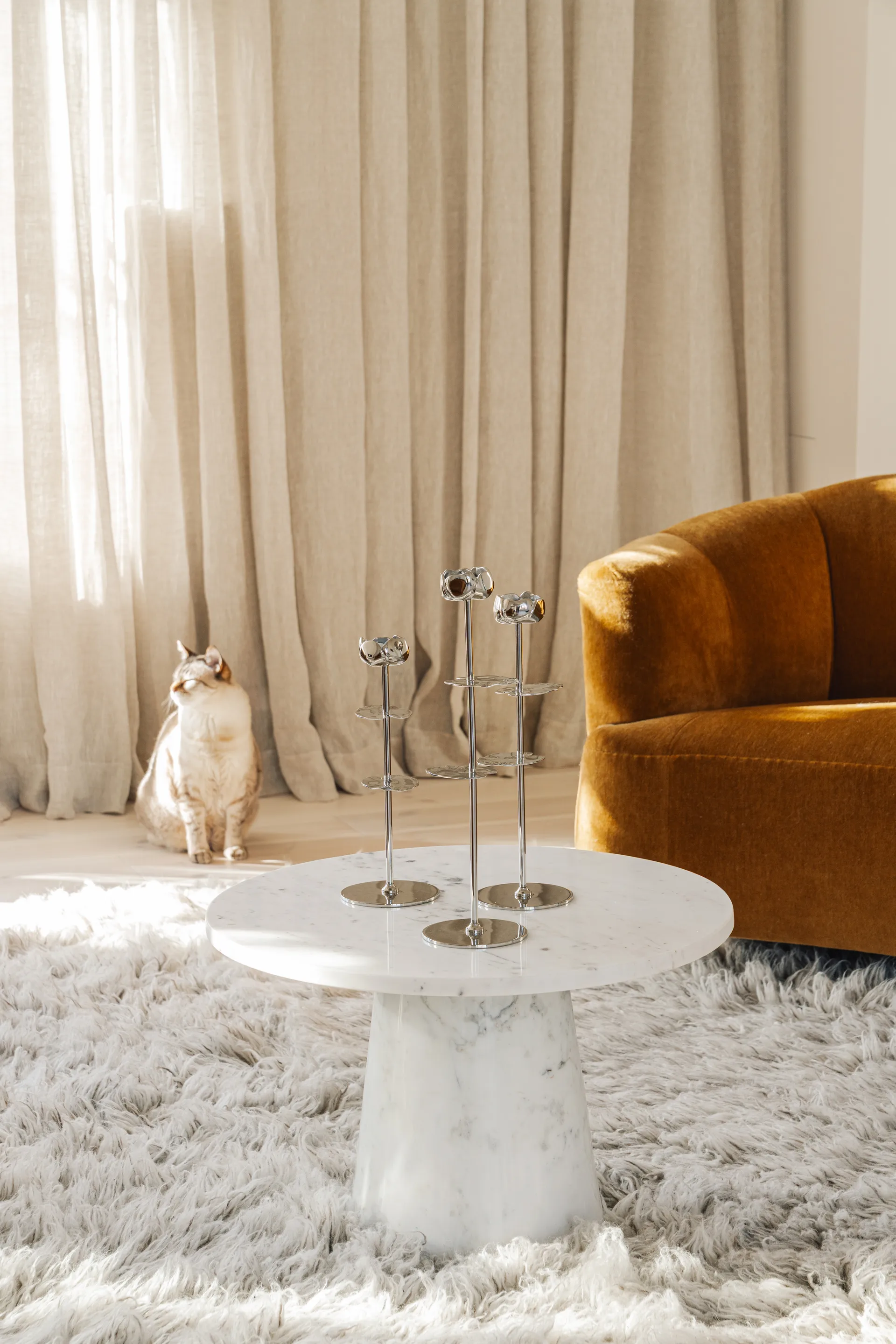 Ninfea Alta lysestake 35 cm, Forkrommet messing Hilke Collection