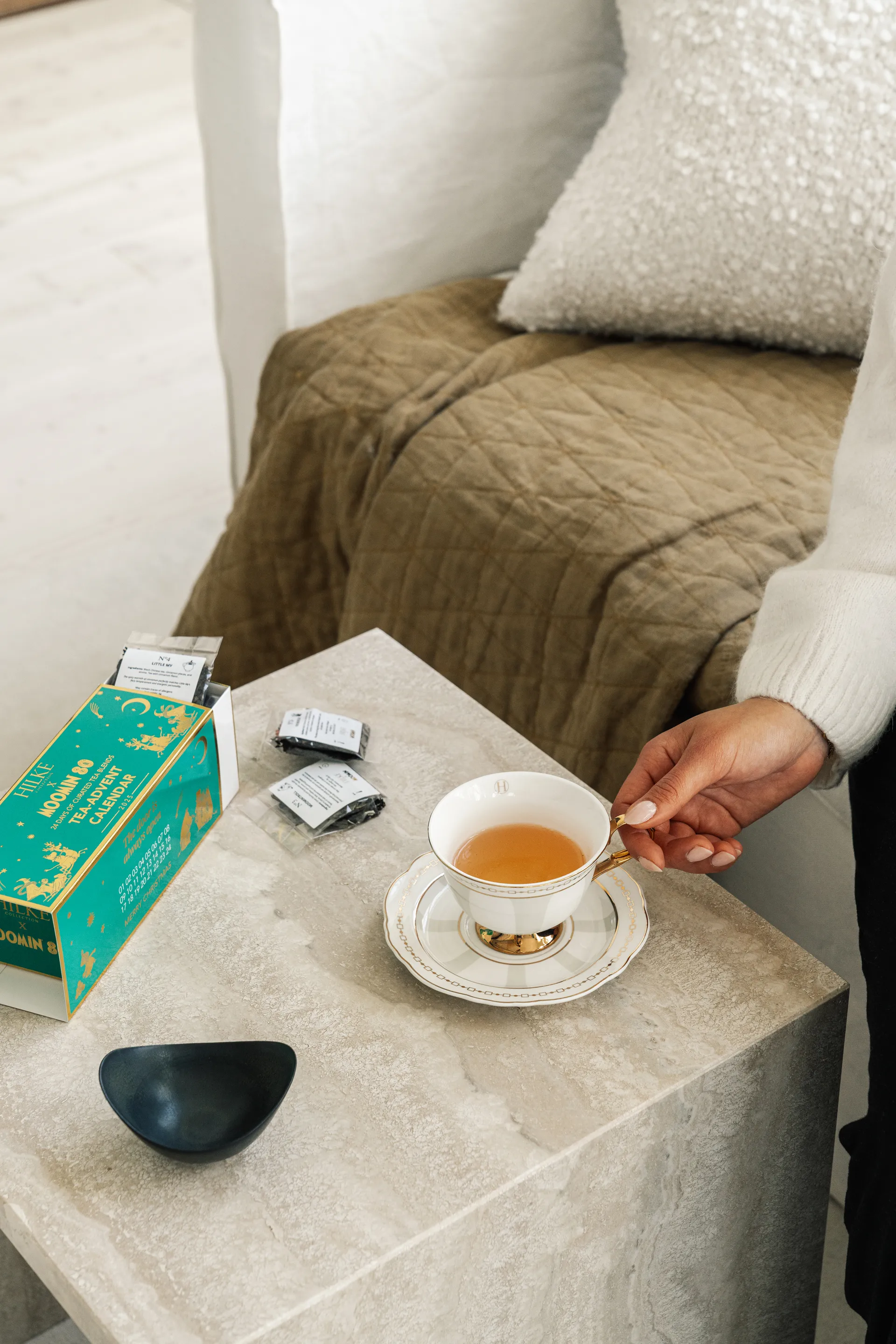 Strisce Tortora kopp med fat, 22 cl Hilke Collection