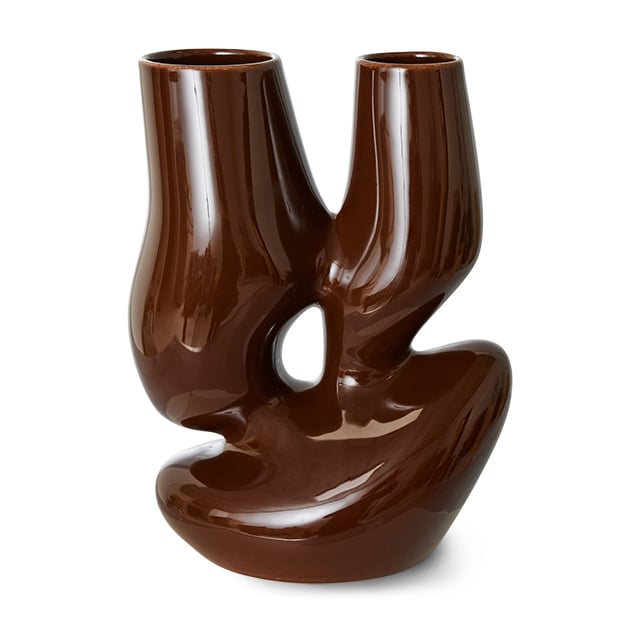 Bilde av HK Living Ceramic organic vase large 25 cm Espresso