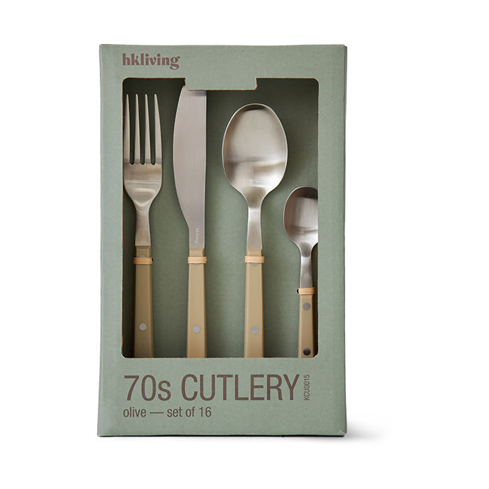 HKliving 70's bestikksett 16 deler Olive