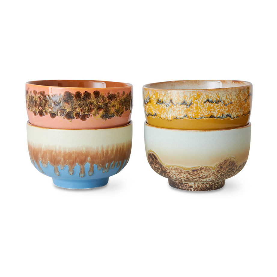HK Living - HK Living 70s ceramics: noodle bowls seabreeze (set of 4) - Lunehjem.no - Interiør på nett