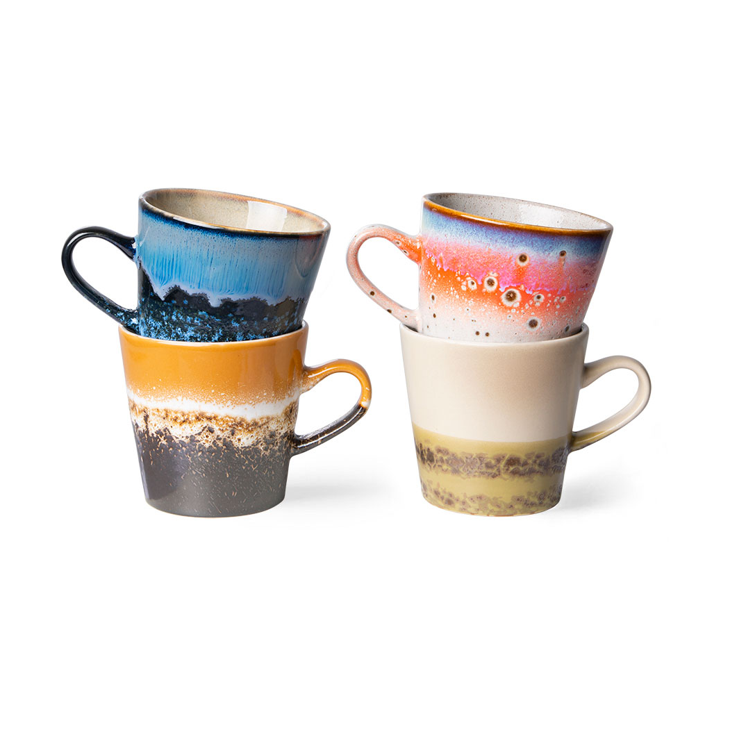HKliving 70's ceramics Americano Krus 4-pakning 26 cl Pegasus
