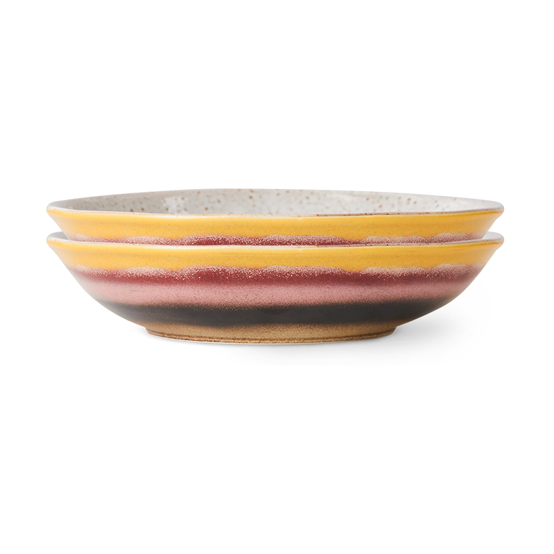 HKliving 70's curry bolle 21,7x21 cm 2-pakning Hibiscus